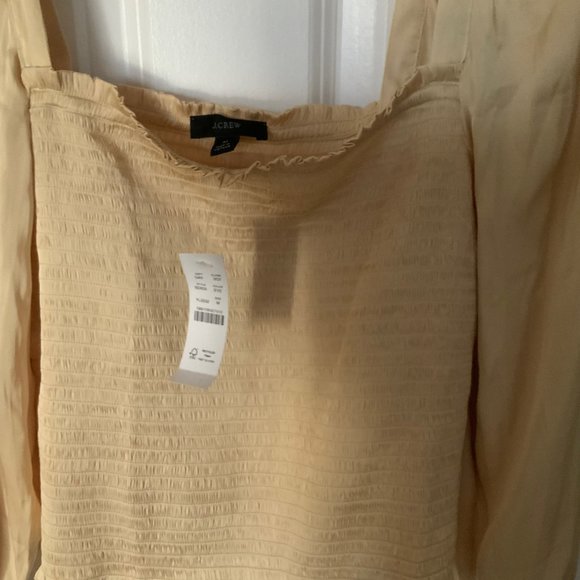 J. Crew Squareneck Smocked Satin Top NWT in Yellow, Size Medium - Picture 3 of 3